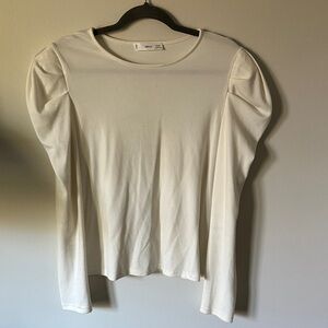 Mango Off-White Puff Sleeve Long Top